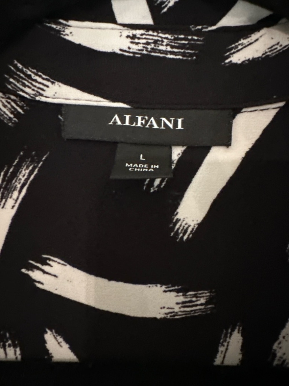 Alfani Black White Shirt Dress Size L Midi Belted Tie Waist Stretch Work Dress - Picture 3 of 11